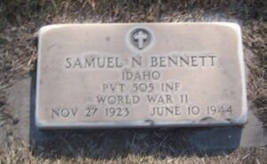 Grave of the American soldier Samuel Bennett, who fought in Normandy during the Second World War