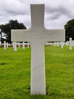 Graf van de Amerikaanse soldaat BICK Levern, die tijdens de Tweede Wereldoorlog in Normandië heeft gevochten.