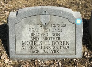 The grave of American soldier Morris BOREN, who fought in Normandy during the Second World War.