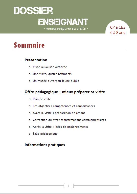 Dossier enseignant CP-CE2 Sommaire