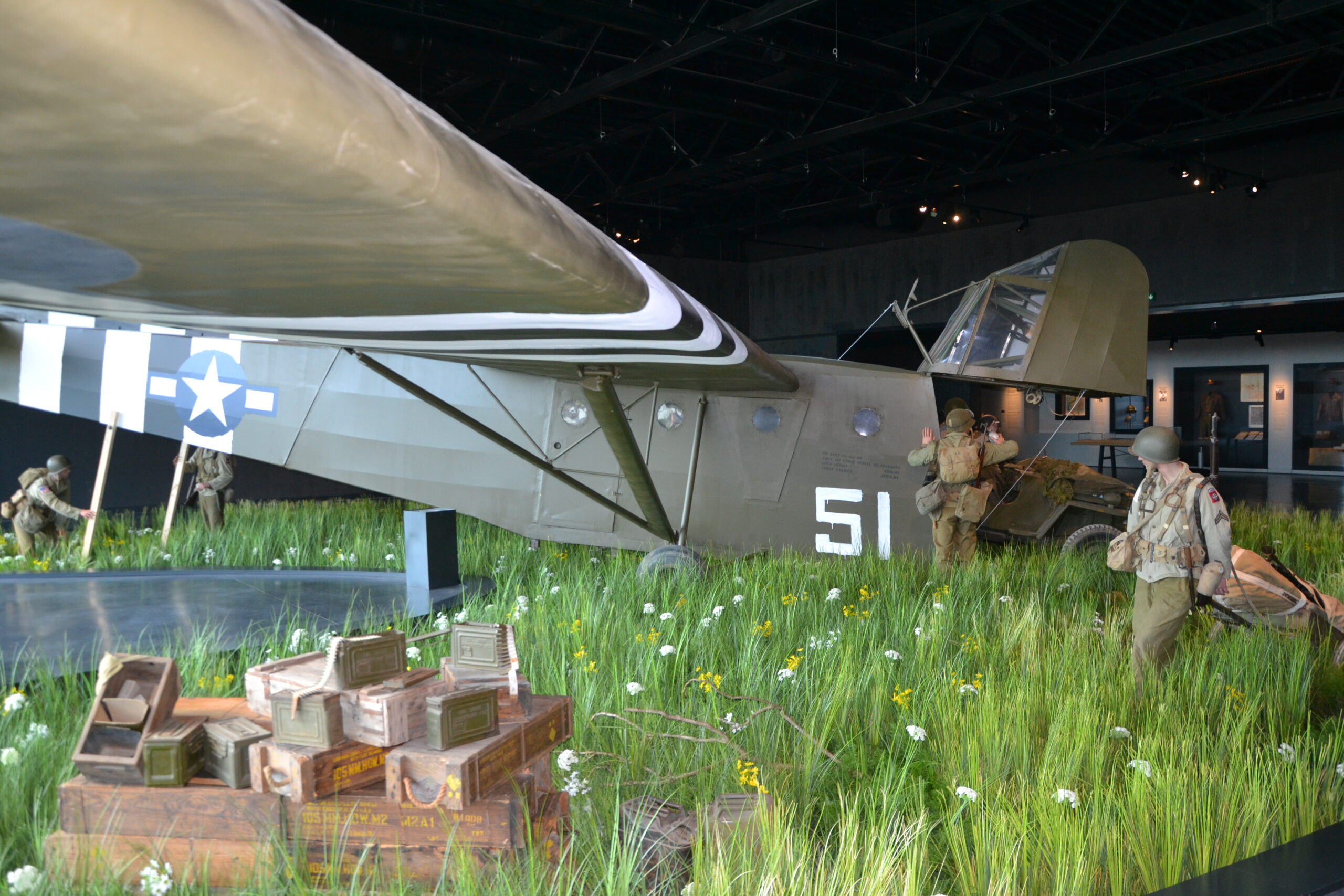 Close-up view of the Second World War glider at the Airborne Museum 