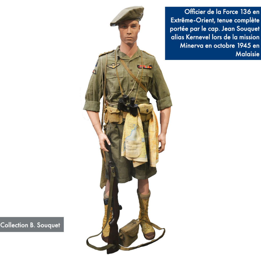 Tenue du capitaine Jean Souquet des Commandos Ponchardier en Indochine